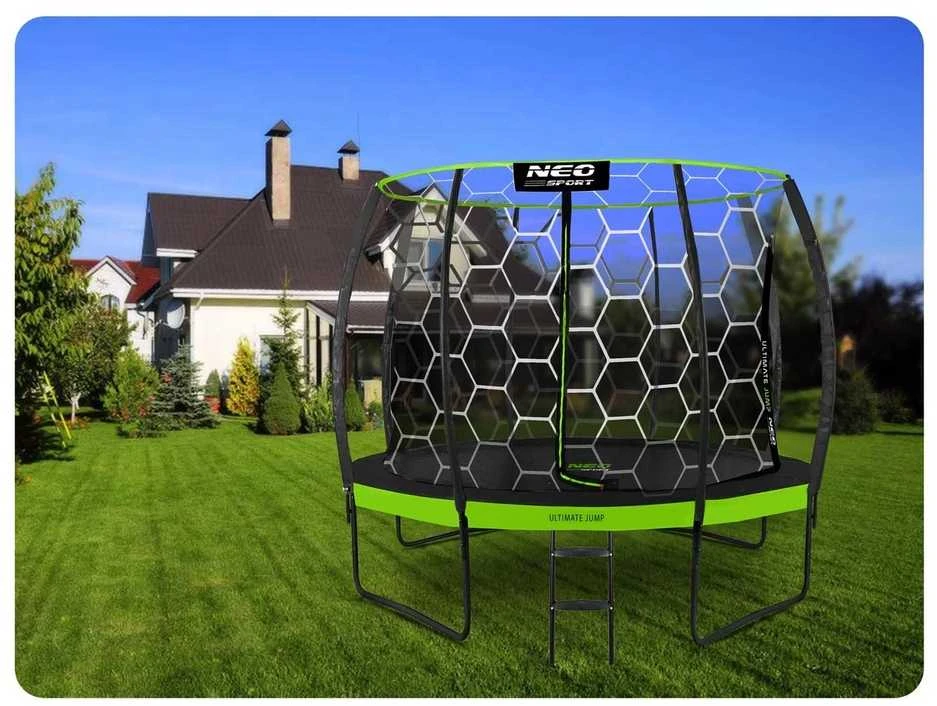 Lauko trampolinas su vidiniu apsauginiu tinklu, 312 cm apvalus trampolinas, trampolinas kieme, sodo trampolinas