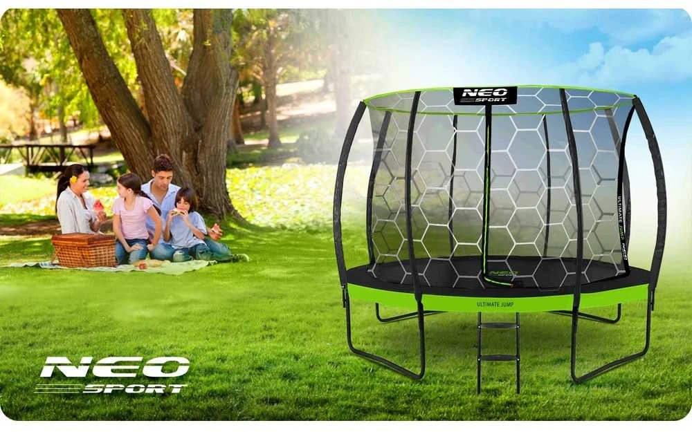 Lauko trampolinas su vidiniu apsauginiu tinklu, 312 cm apvalus trampolinas, trampolinas kieme, sodo trampolinas