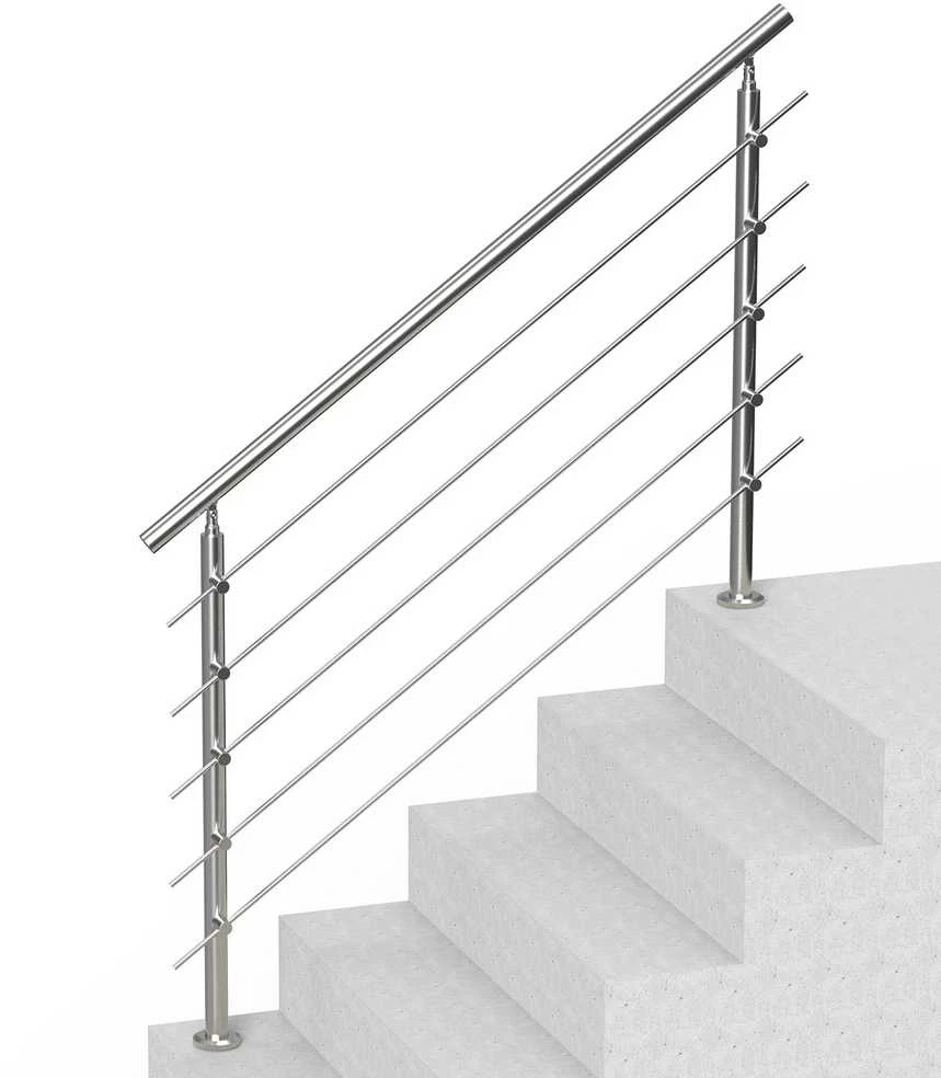 Lauko turėklai laiptams, nerūdijančio plieno, reguliuojamas kampas, 1.5 m, terasoms, balkonams