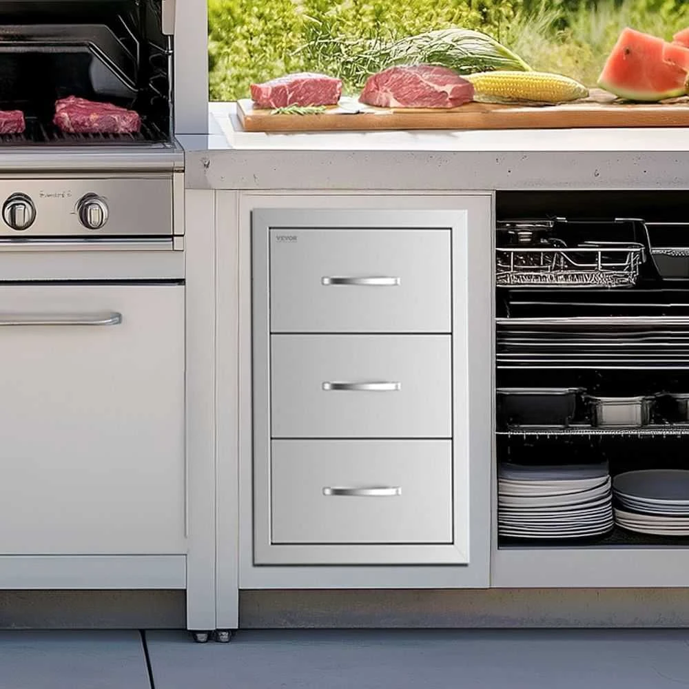 Lauko virtuvės stalčiai, nerūdijančio plieno BBQ sala, trigubo priėjimo saugykla, lauko grilio stoties priedai, atsparūs oro sąlygoms lauko stalčiai