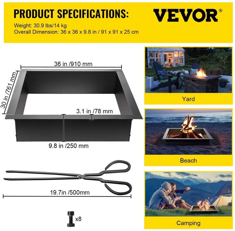 VEVOR laužo žiedas 91 cm išorės skersmens