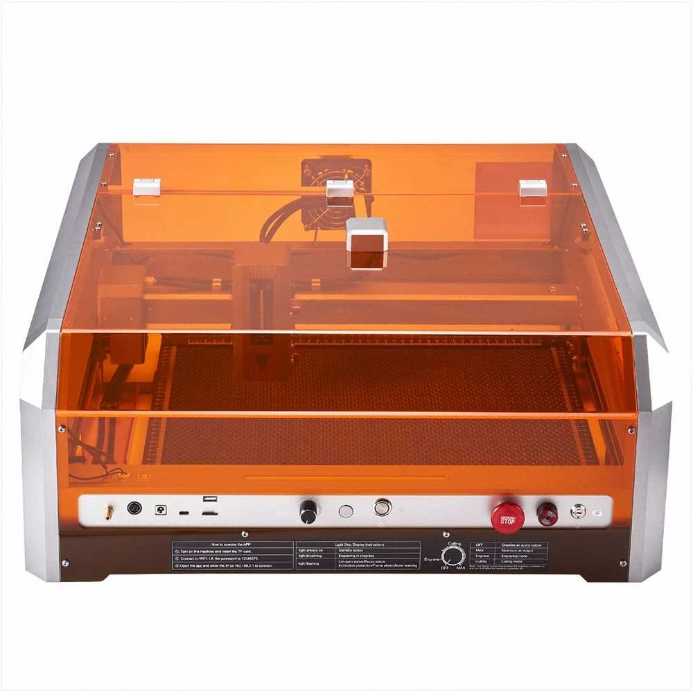 Lazerinis graviruoklis medžiui, odai, stiklui, popieriui ir metalui, 20W su korpuso kamera, 400 x 400 mm darbo plotas, 30000 mm/min greitis, lazerinio pjovimo ir graviravimo staklės