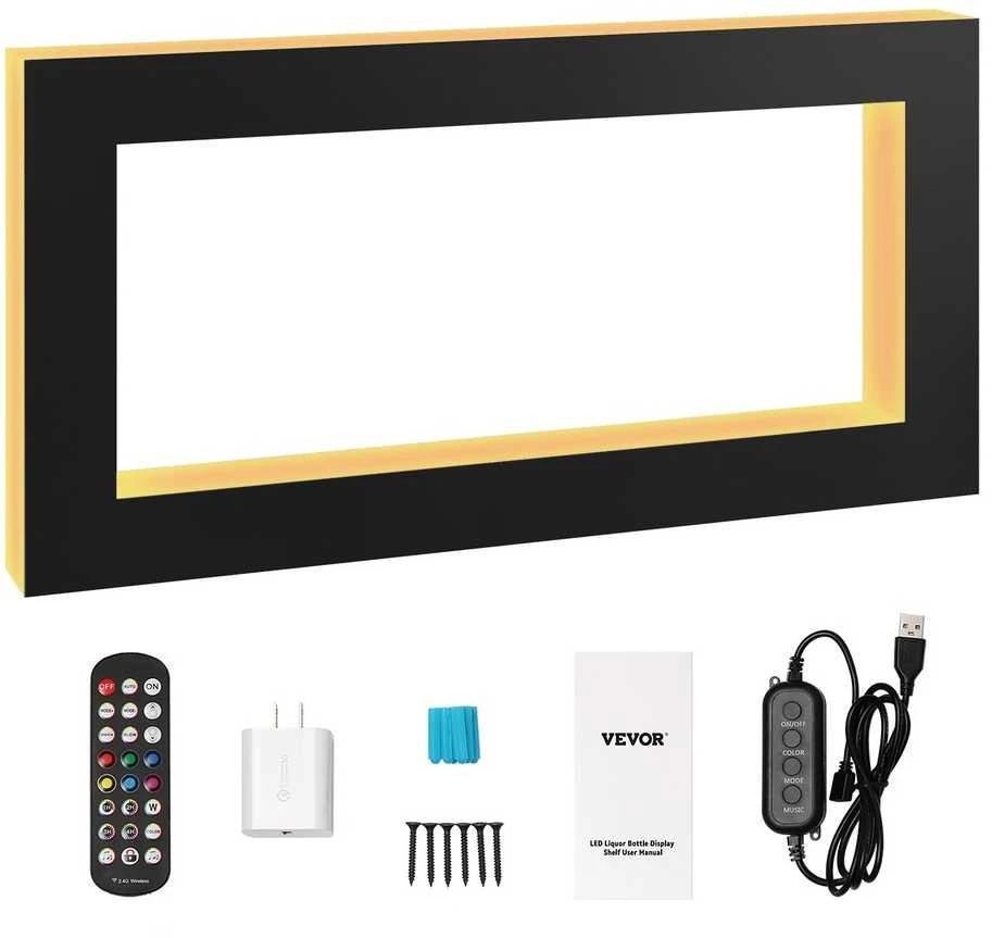 LED Apšviesta Baro Lentyna Gėrimams, RF ir Programėlės Valdymas, 1210 mm, RGB Šviečianti Lentyna Gėrimų Buteliams, Spalvota LED