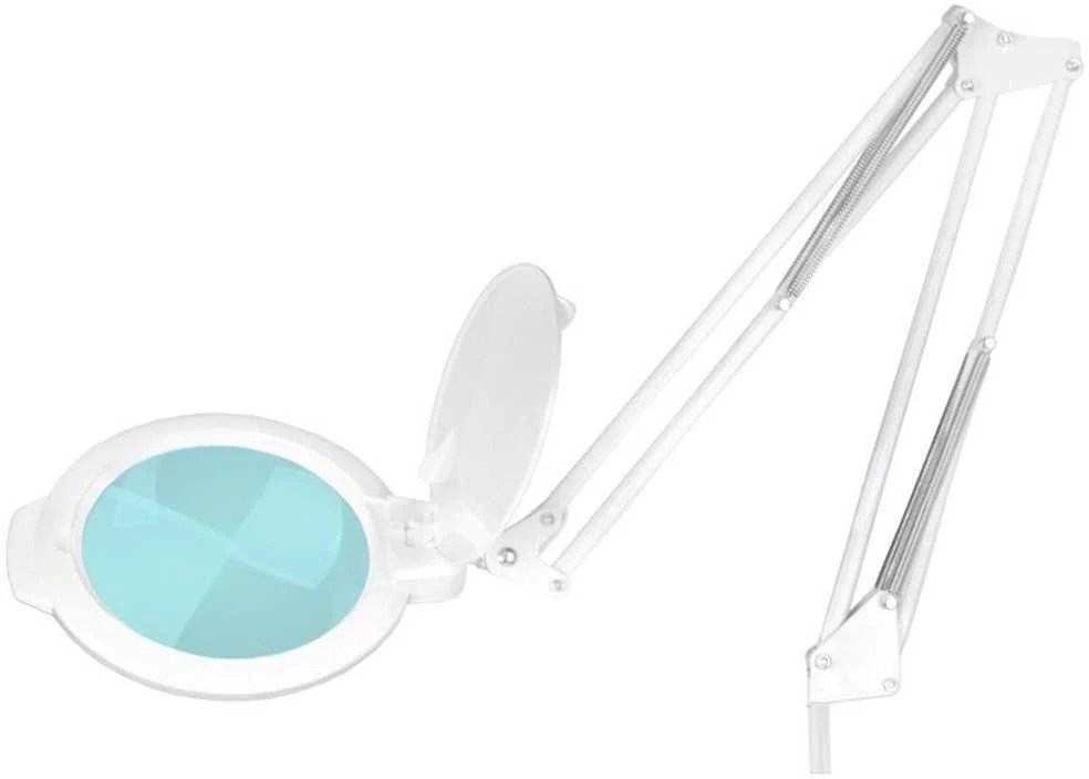 Activeshop Kosmetologinė lempa LED su lupa ir stovu GLOW MOONLIGHT 5D/6 10W Baltas