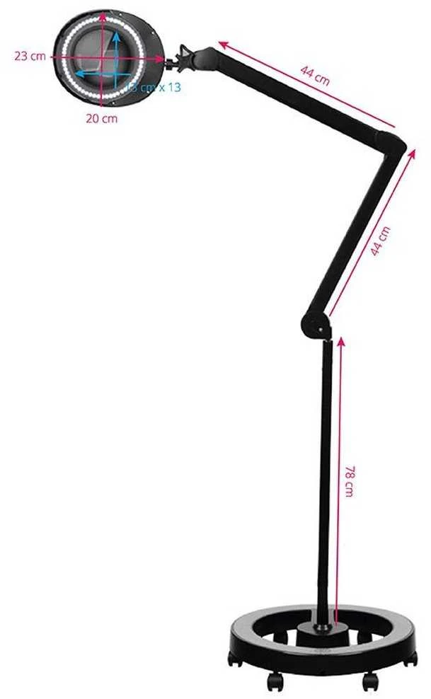 Activeshop Kosmetologinė lempa LED su lupa ir stovu ELEGANTE 60LED 5D 6W Juodas