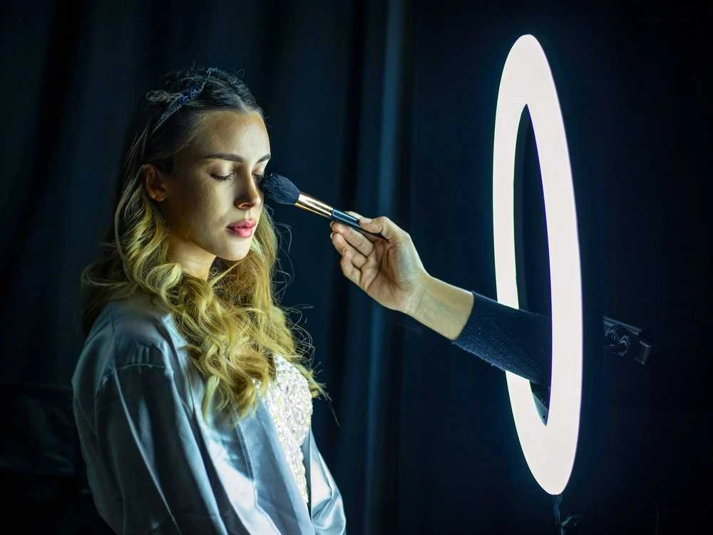 LED RGB žiedinė lempa su trikoju ir telefono laikikliu asmenukėms, 26 cm pritemdomas vaizdo apšvietimo rinkinys, šviesos žiedas, asmenukių lempa, makiažo lempa