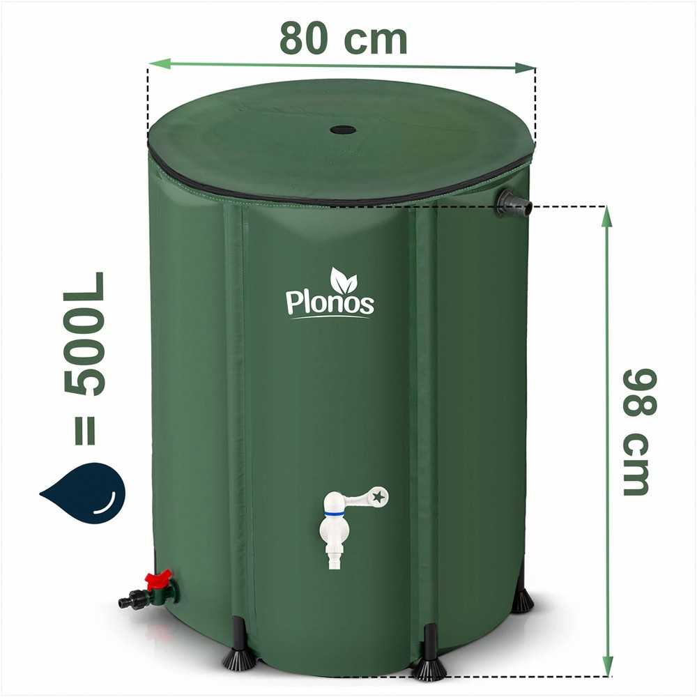 Plonos Lietaus vandens surinkimo bakas, 500 litrų talpa, sodo vandens saugykla, sodui ir sklypui, patvarus PVC bakas