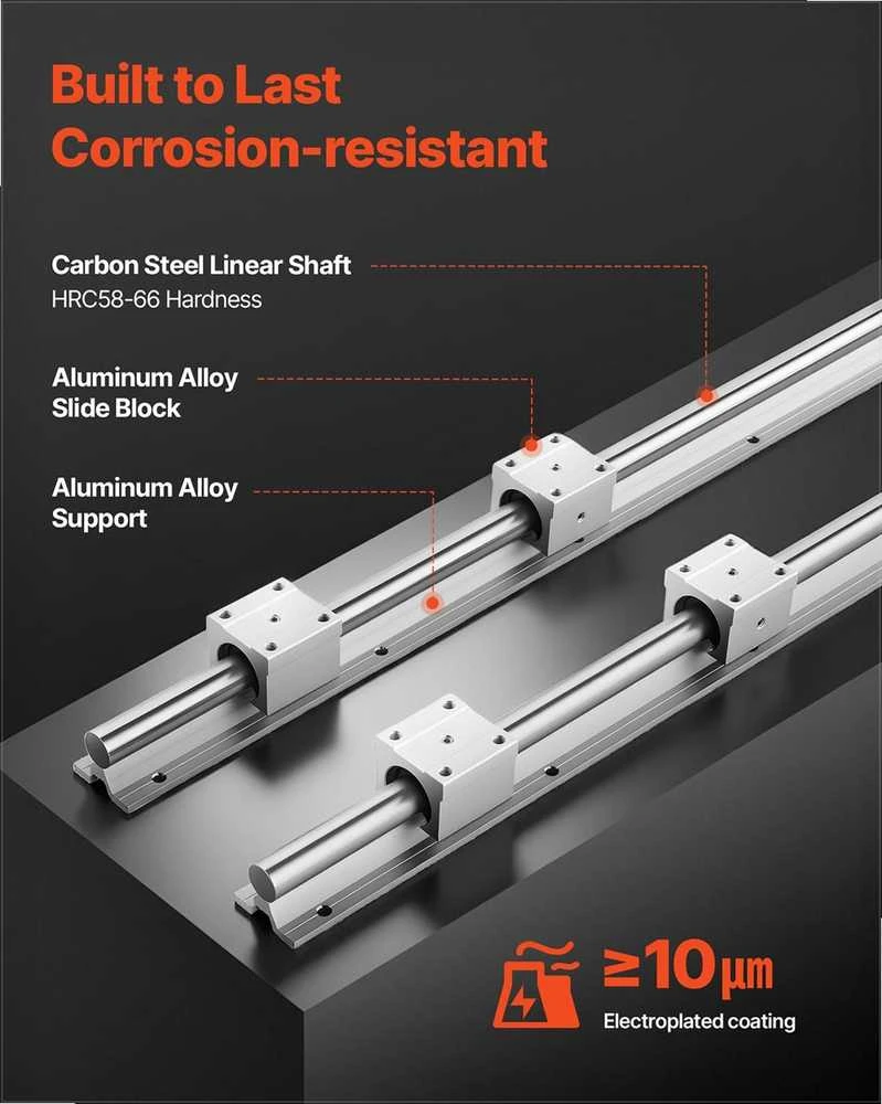 VEVOR Linearinis bėgelis SBR20 2000 mm, 4 guoliai