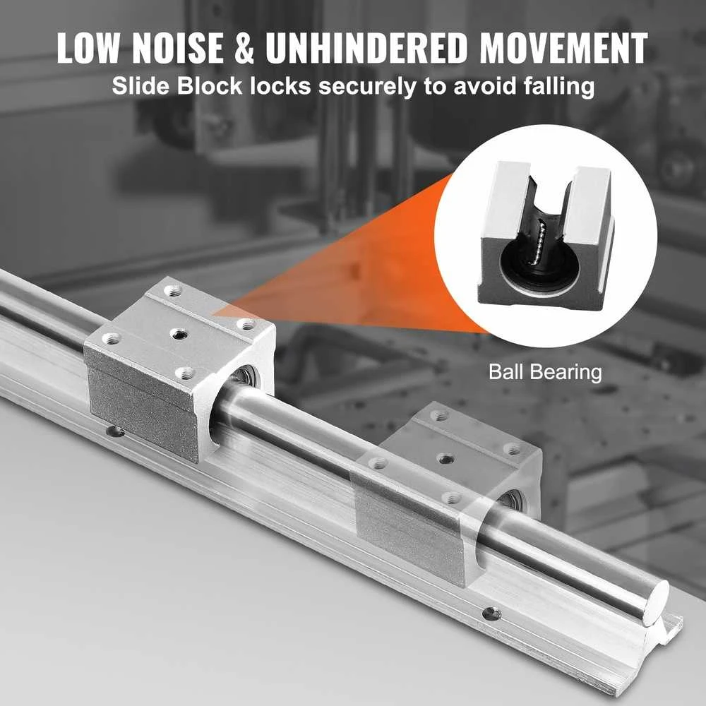 Linijinių kreipiamųjų bėgių rinkinys SBR20, 2200 mm, plieno ir aliumininis, CNC frezavimo staklės