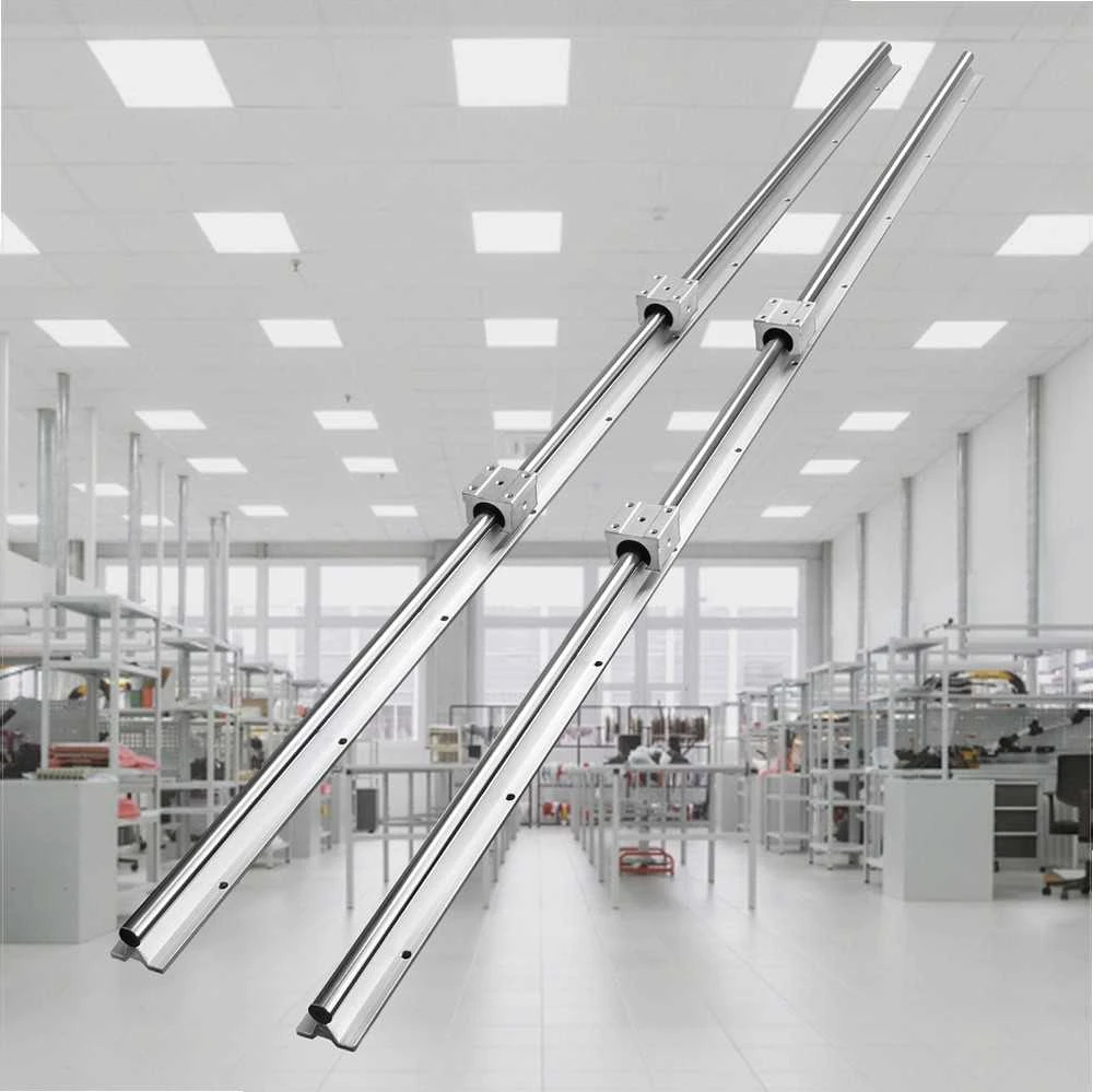 Linijinių kreipiančiųjų bėgių rinkinys CNC staklėms, SBR16 1500mm, anglinis plienas ir aliuminis, 2 bėgiai ir 4 blokai, automatizuotų sistemų komplektas