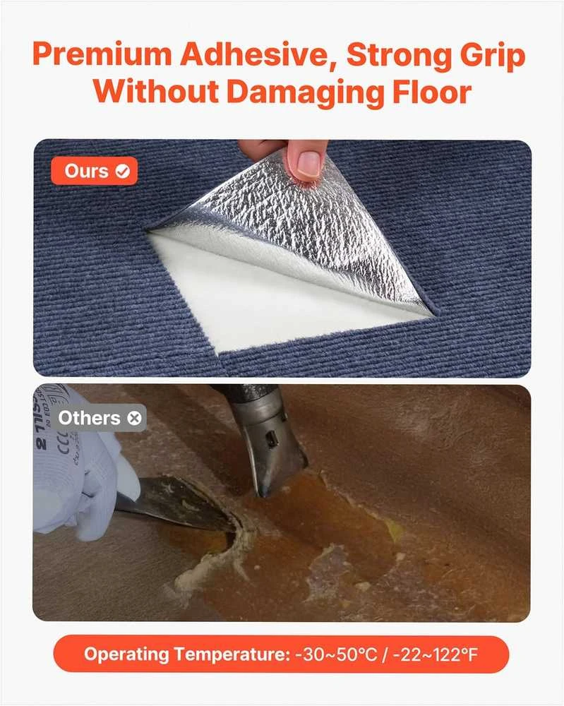 Lipnios kiliminės plytelės svetainei ir biurui, pilkos žemo plauko 5 mm storio, lipnios grindų plytelės, moduliniai kilimo kvadratai, pasidaryk pats kiliminė danga