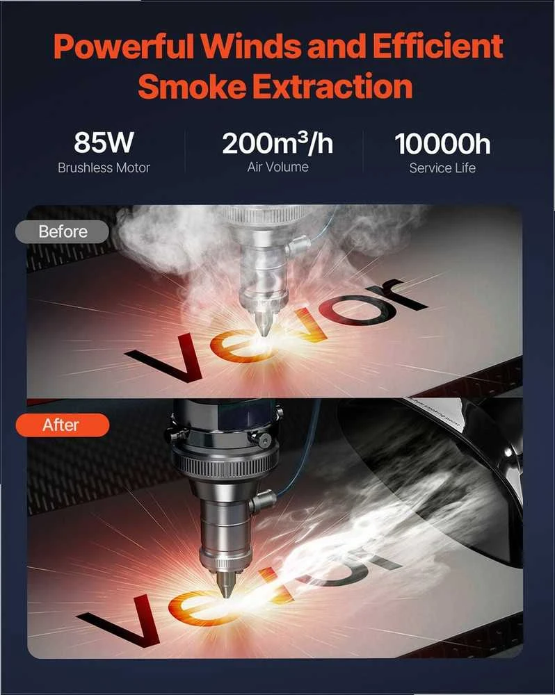 Litavimo dūmų surinkėjas, 85W bešepetėlis dūmų absorbentas su 3 pakopų filtrais, 3 greičių reguliavimas, 200 m³/h siurbimas graviravimui, DIY suvirinimui, dūmų filtras