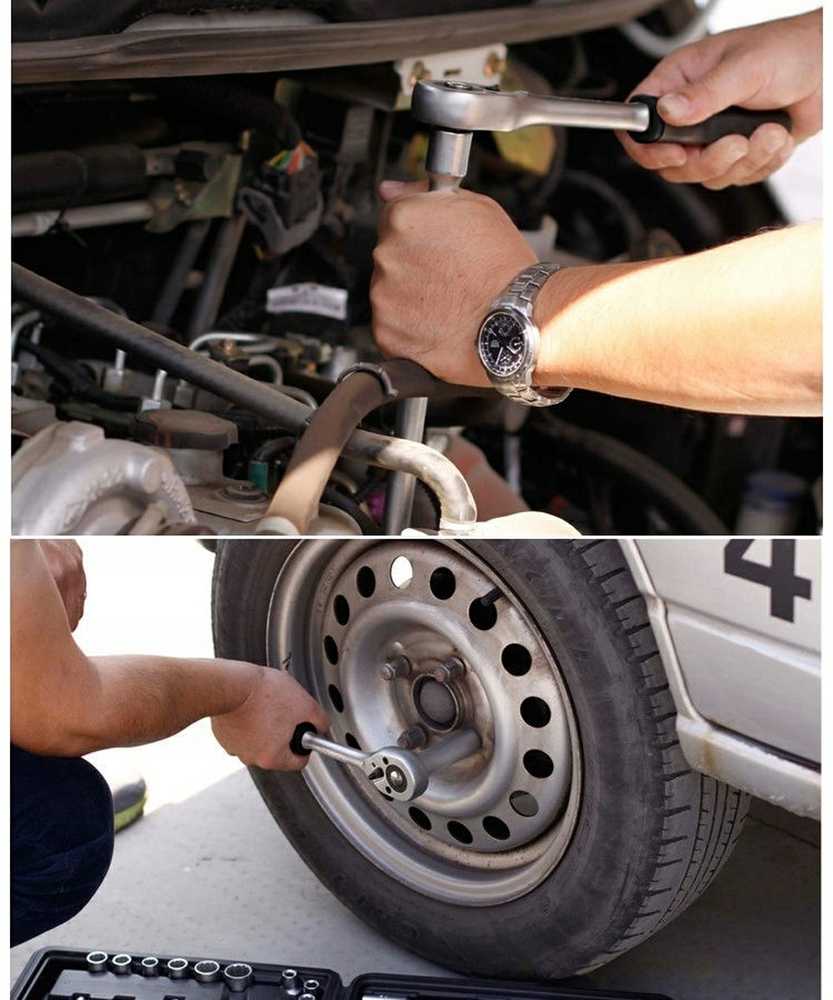 Lizdų rinkinys, 108 dalių mechanikų įrankių rinkinys, 1/4" ir 1/2" dydžio lizdų raktų rinkinys, Torx antgalių rinkinys, automobilių remonto įrankių rinkinys