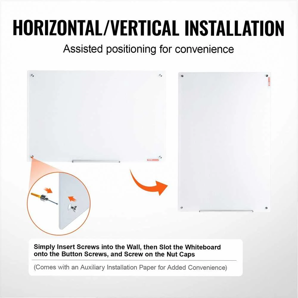 VEVOR Magnetinė stiklinė rašymo lenta 900 x 600 mm
