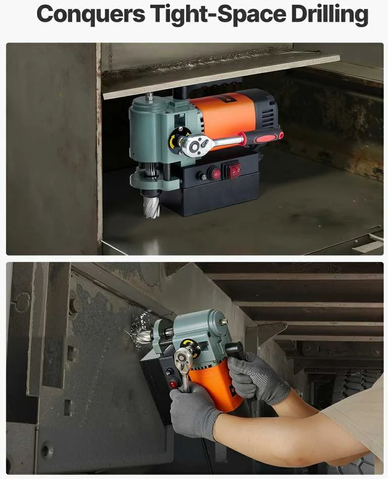 Magnetinis gręžtuvas 1300W, 35mm, metalinis, apsauga, aušinimas + grąžtai 6 vnt. kompaktiškas, mažas