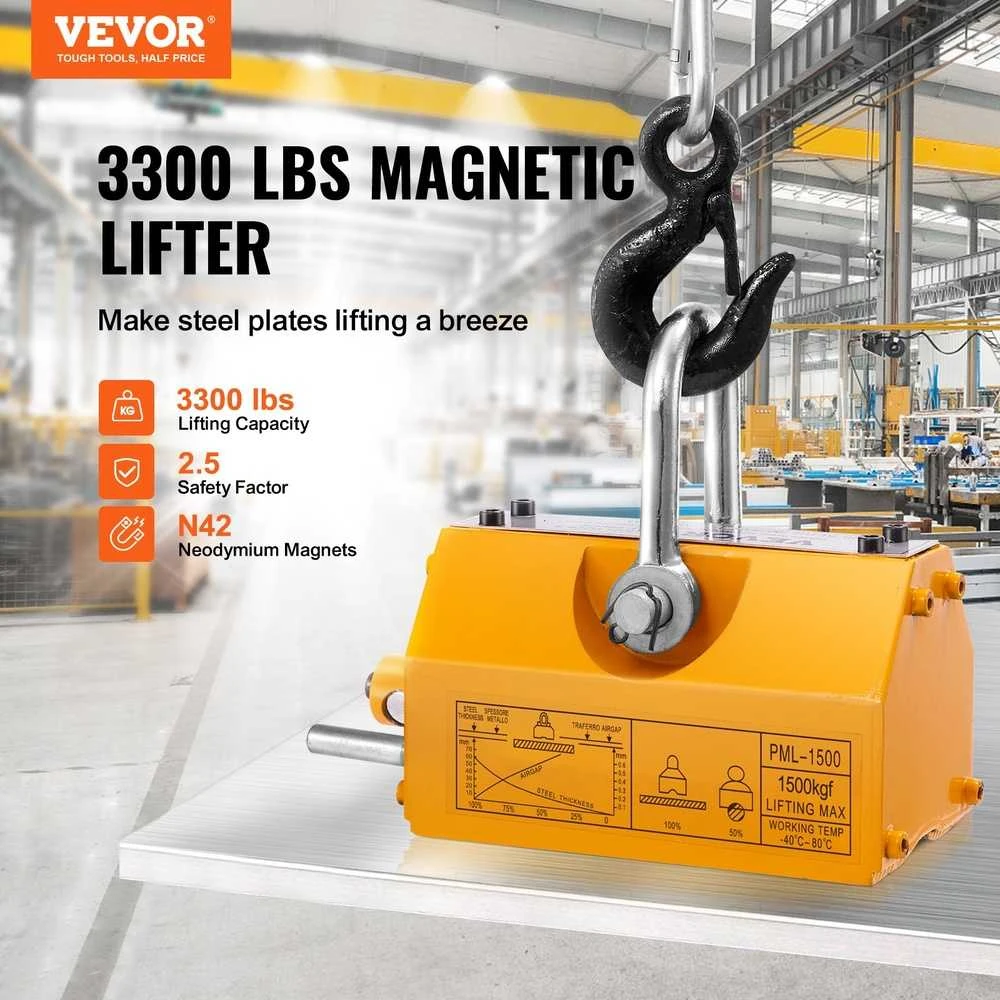 Magnetinis keltuvas, 1500 kg traukos galia, didelio galingumo magnetas keltuvui, plieno kėlimo magnetas, nuolatinio kėlimo magnetai