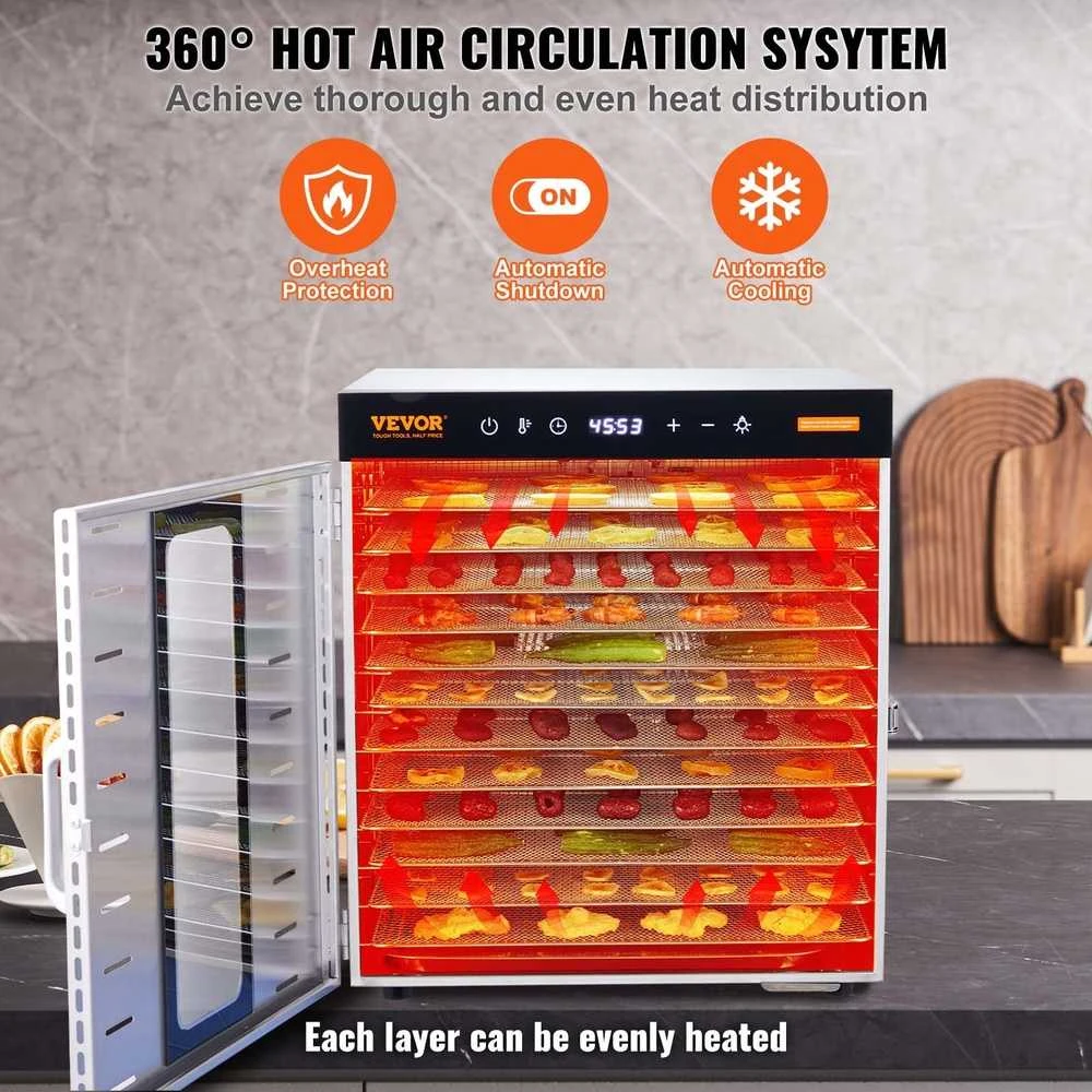 VEVOR 10 padėklų maisto džiovintuvas 1000W