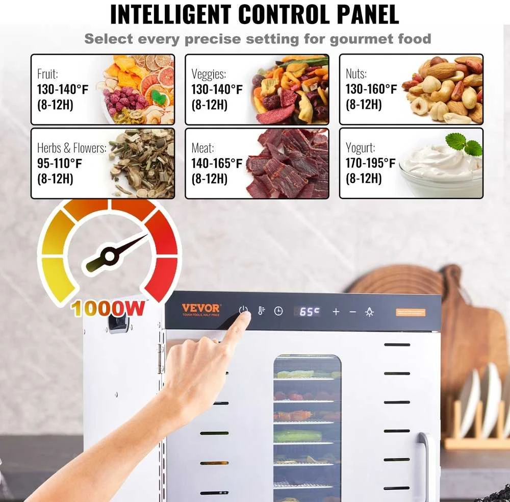 VEVOR 10 padėklų maisto džiovintuvas 1000W