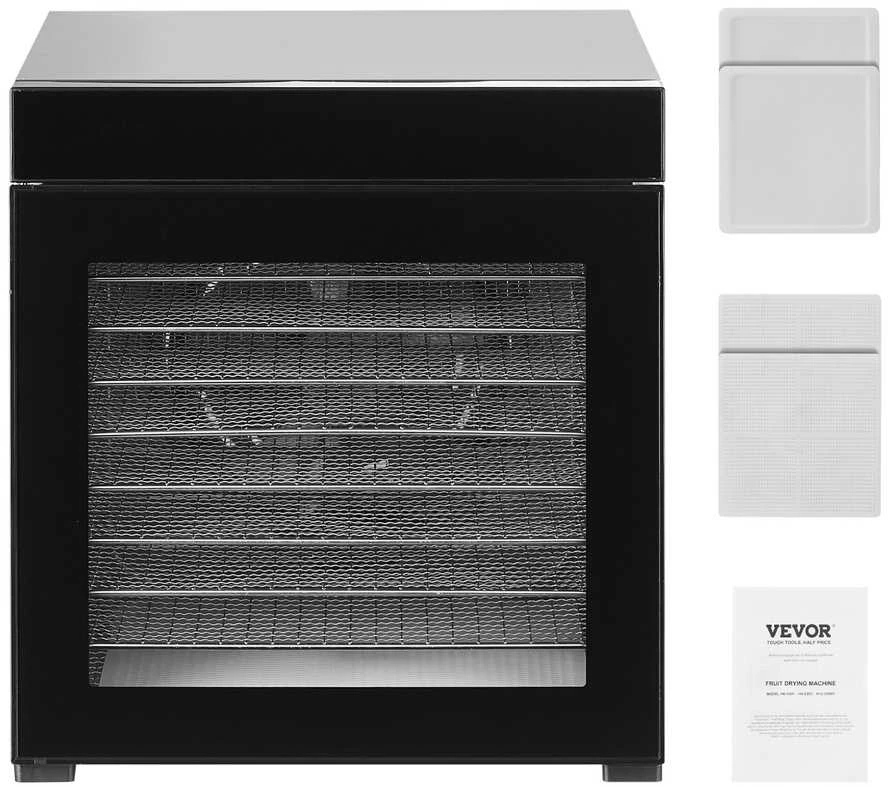 Maisto džiovintuvas, 10 padėklų, nerūdijantis plienas, 1000 W galia, mėsos ir vaisių džiovinimo aparatas