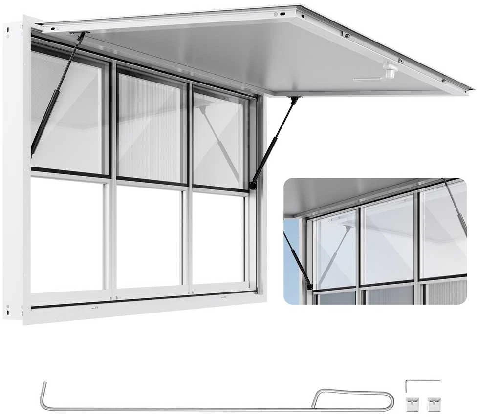 VEVOR 152x92 cm kiosko langas su stogeliu maisto furgonui