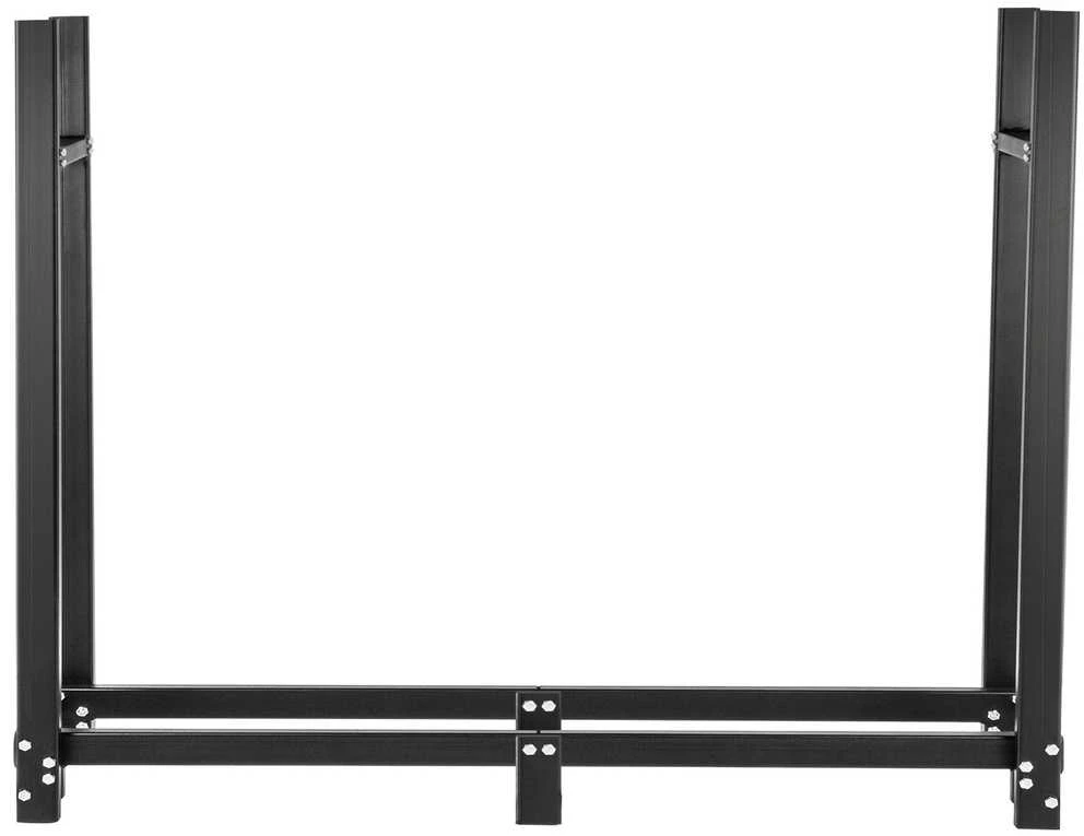 Malkų stelažas, juodas plieno malkų laikiklis su dangteliu, 244.5 cm