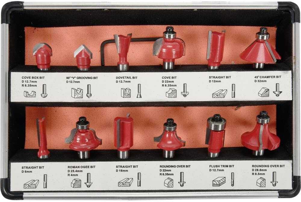 YATO medienos frezų rinkinys lagamine 12 vnt YT-68005