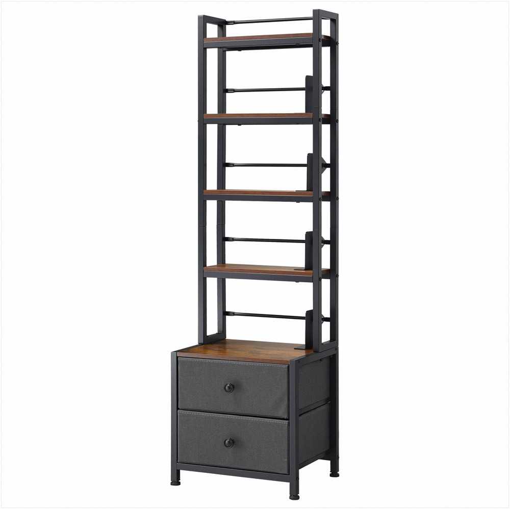 Medijos laikymo spintelė, 4 lentynų DVD lentynų organizatorius su stalčiais, 40 x 30 x 143.5 cm, multimedijos saugykla CD, DVD diskams, knygoms ir žaidimams, CD spintelė svetainei ir namų biurui, medinė lentyna