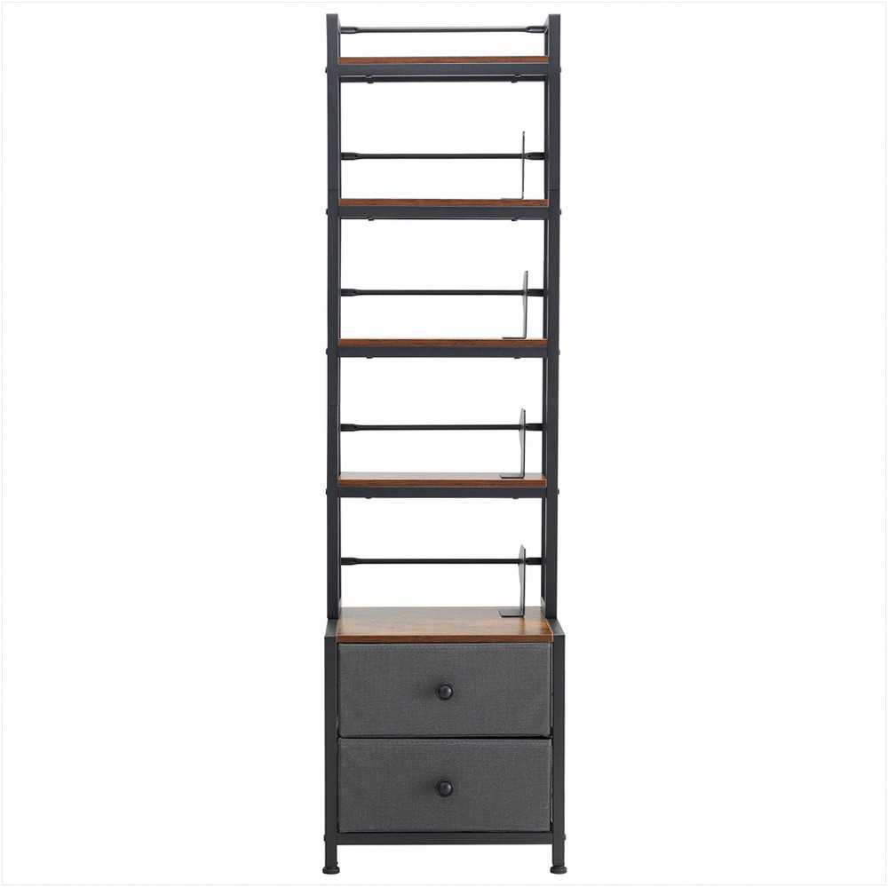 Medijos laikymo spintelė, 4 lentynų DVD lentynų organizatorius su stalčiais, 40 x 30 x 143.5 cm, multimedijos saugykla CD, DVD diskams, knygoms ir žaidimams, CD spintelė svetainei ir namų biurui, medinė lentyna