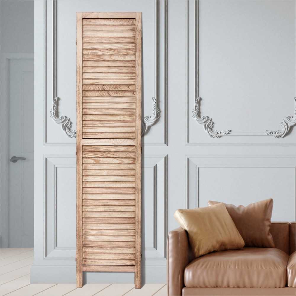 Medinė kambario pertvara, 6 skydų sulankstoma privatumo sienelė, 170 cm aukščio vidinė žaliuzių pertvara, nešiojama dekoracija erdvės atskyrimui, namams, biurui, restoranui ir miegamajam
