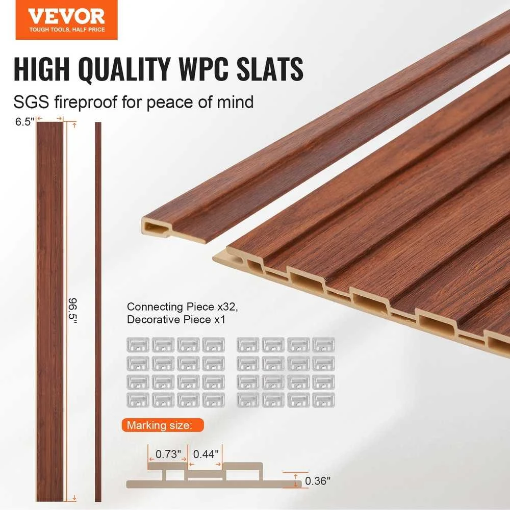 Medinės akustinės panelės 8 vnt, 2450x166x9 mm, moderniai sienai, juodo riešuto garso slopinimo panelės