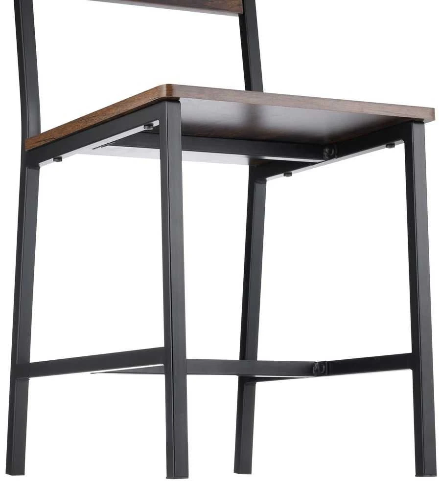 Medinės valgomojo kėdės, 2 vnt. komplektas, metalinio rėmo virtuvės kėdės, ergonomiškos odinės šoninės kėdės, kaimiškos rudos valgomojo kėdės, sodybos valgomojo kėdės