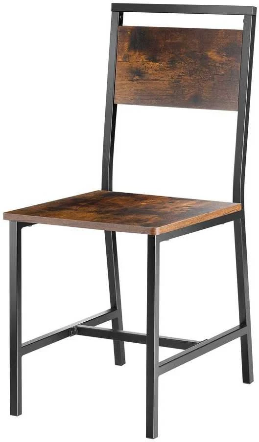 Medinės valgomojo kėdės, 2 vnt. komplektas, metalinio rėmo virtuvės kėdės, ergonomiškos odinės šoninės kėdės, kaimiškos rudos valgomojo kėdės, sodybos valgomojo kėdės