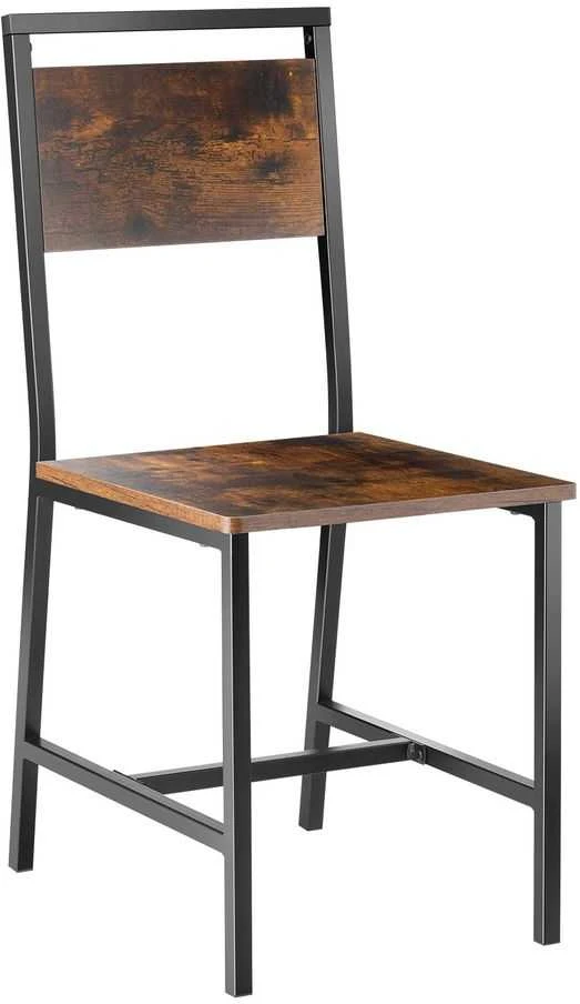 Medinės valgomojo kėdės, 2 vnt. komplektas, metalinio rėmo virtuvės kėdės, ergonomiškos odinės šoninės kėdės, kaimiškos rudos valgomojo kėdės, sodybos valgomojo kėdės