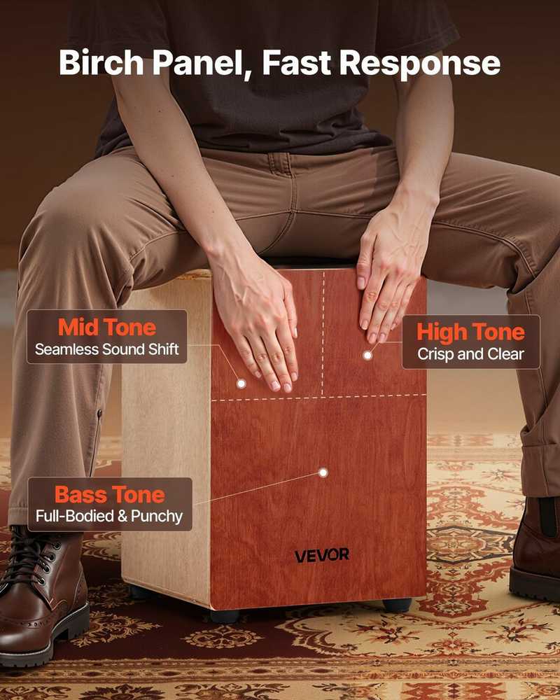 Medinis Cajon dėžinis būgnas, su gitaros stygomis, beržo medienos mušamasis instrumentas, nešiojama perkusijos dėžė, Cajon būgnas pradedantiesiems