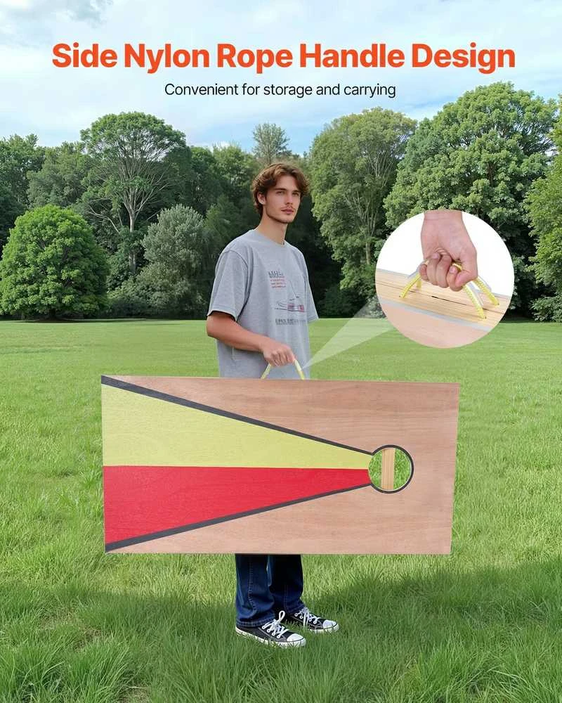 Medinis Cornhole Rinkinys, Nešiojamas Corn Hole Žaidimas, Lauko Kiemos Žaidimas, Šeimos Pramogos, Pupelių Maišelių Mėtymo Žaidimas