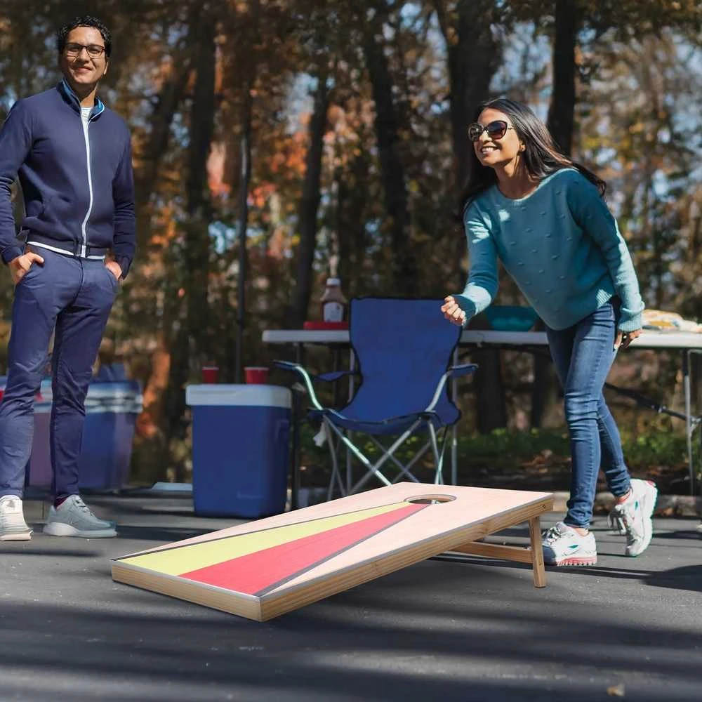 Medinis Cornhole Rinkinys, Nešiojamas Corn Hole Žaidimas, Lauko Kiemos Žaidimas, Šeimos Pramogos, Pupelių Maišelių Mėtymo Žaidimas