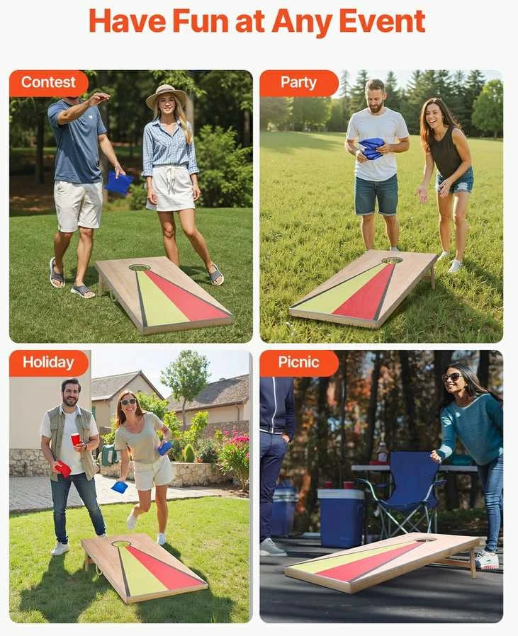 Medinis Cornhole Rinkinys, Nešiojamas Corn Hole Žaidimas, Lauko Kiemos Žaidimas, Šeimos Pramogos, Pupelių Maišelių Mėtymo Žaidimas