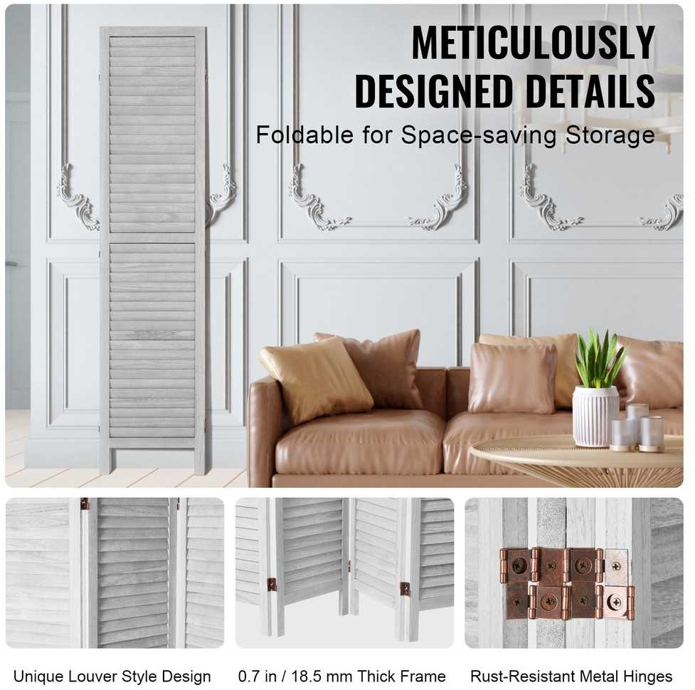 VEVOR Medinė kambario pertvara, 4 panelių