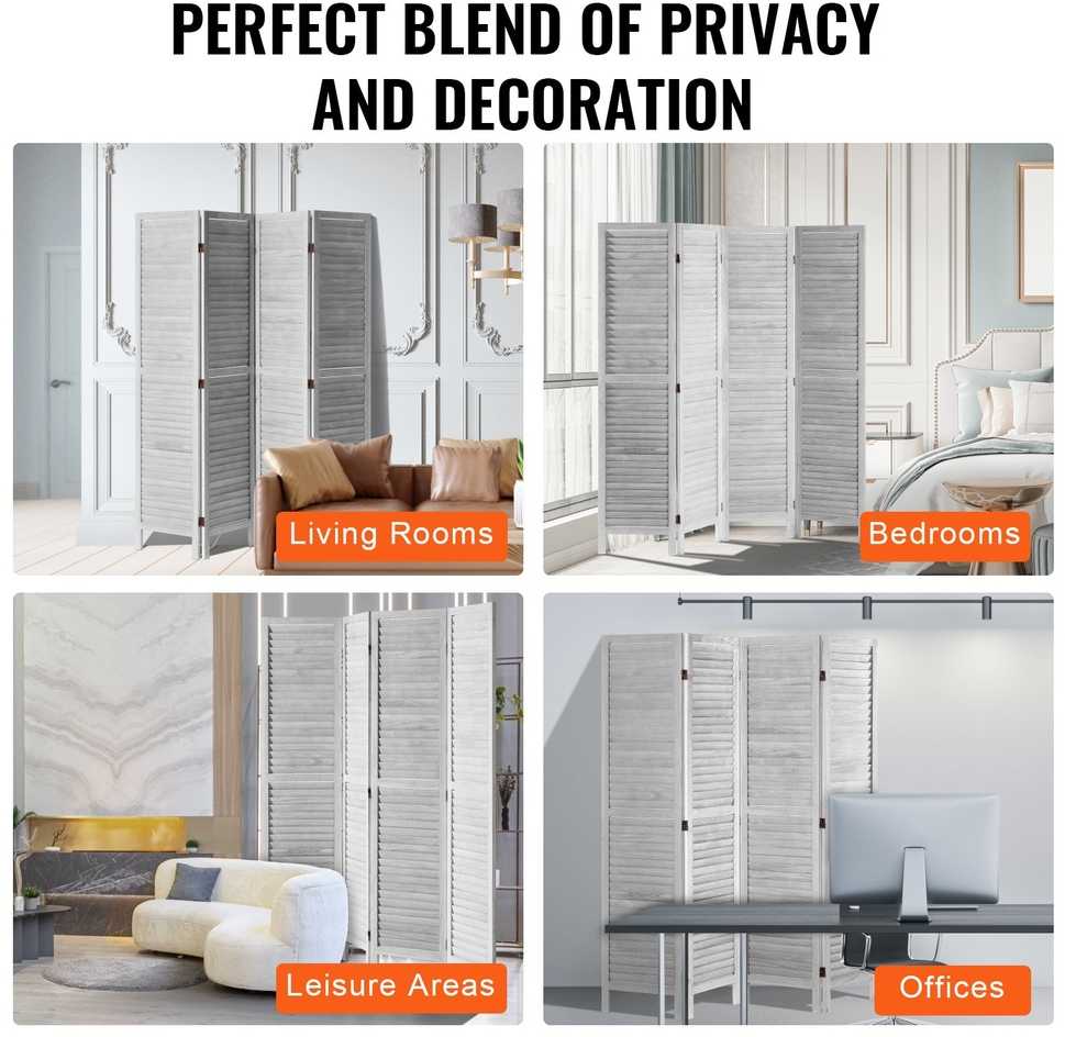 VEVOR Medinė kambario pertvara, 4 panelių