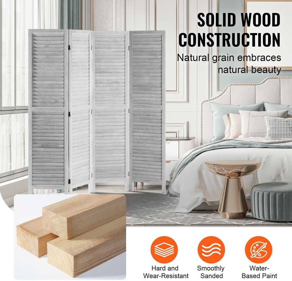 VEVOR Medinė kambario pertvara, 4 panelių