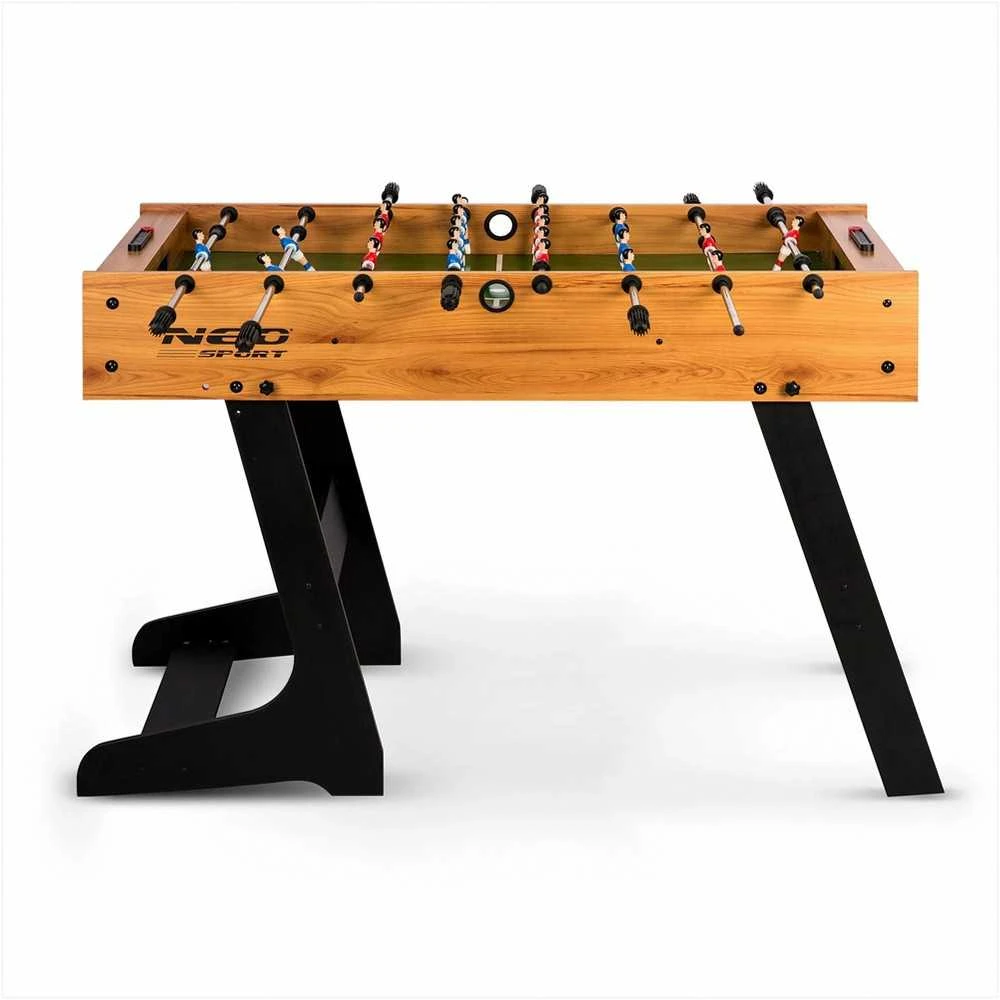 Neo-Sport Medinis stalo futbolo stalas, didelis šeimos žaidimas, sulankstomas dizainas, su švieslentėmis, 120 x 60 cm stalo futbolo stalas