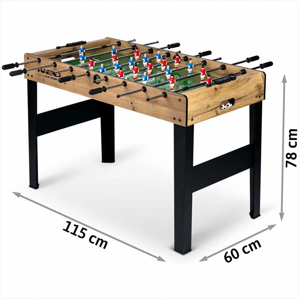 Medinis stalo futbolo stalas, didelis, su įvarčių skaitikliais, šeimos pramogoms, žaidimas patalpose, 115cm x 60cm x 78cm