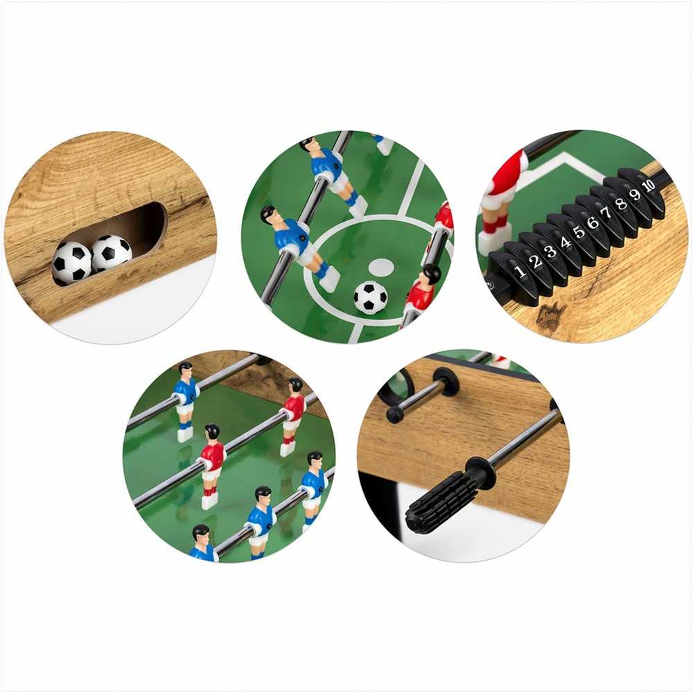 Medinis stalo futbolo stalas, didelis, su įvarčių skaitikliais, šeimos pramogoms, žaidimas patalpose, 115cm x 60cm x 78cm