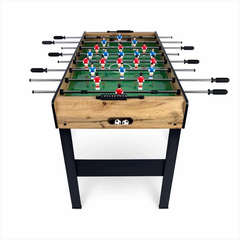 Medinis stalo futbolo stalas, didelis, su įvarčių skaitikliais, šeimos pramogoms, žaidimas patalpose, 115cm x 60cm x 78cm