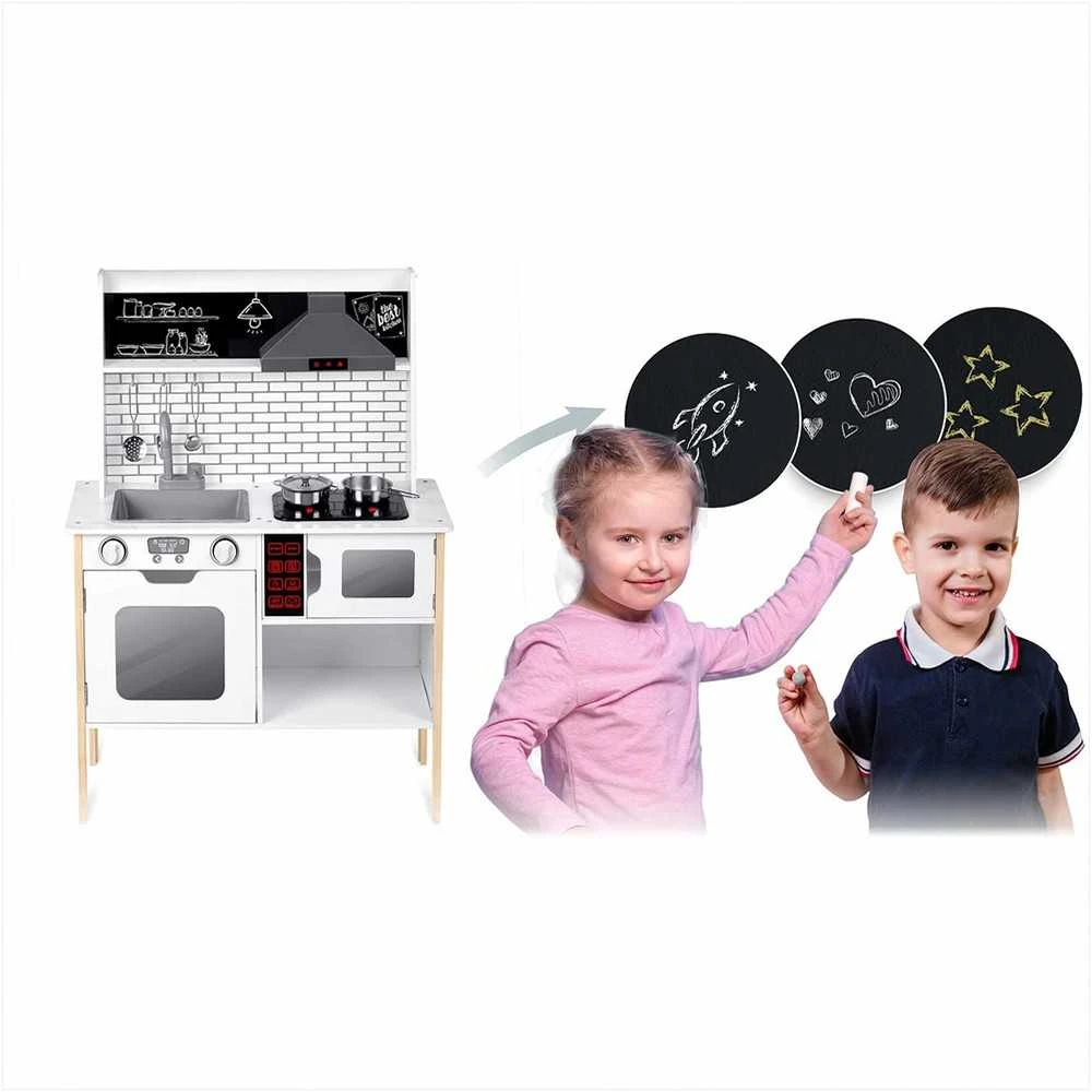 Ricokids Medinis virtuvės žaidimų rinkinys, interaktyvus maisto gaminimo rinkinys vaikams, vaidmenų žaidimų virtuvė su priedais, edukacinis žaislas mažyliams