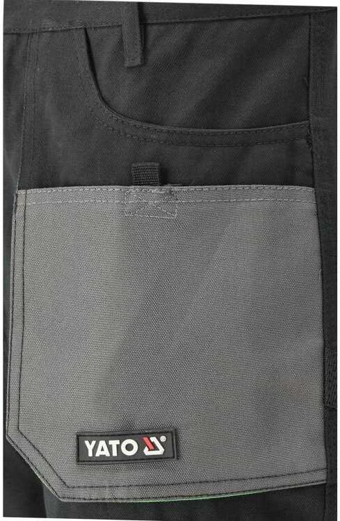 Yato Medvilninės darbo kelnės, dydis L/XL, 9 kišenės, juodos, pilkos ir žalios