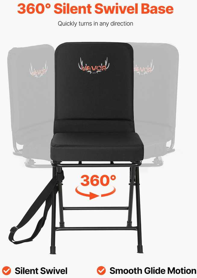 Medžioklės kėdė, 360 laipsnių pasukama, sulankstoma stovyklavimo kėdutė, didelio našumo žvejybos sėdynė, nešiojama lauko kėdė medžioklei, žvejybai ir stovyklavimui