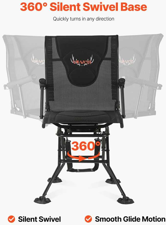 VEVOR Medžioklės kėdė, 360° pasukama, sulankstoma, stovyklavimo, žvejybos, lauko kėdė suaugusiems