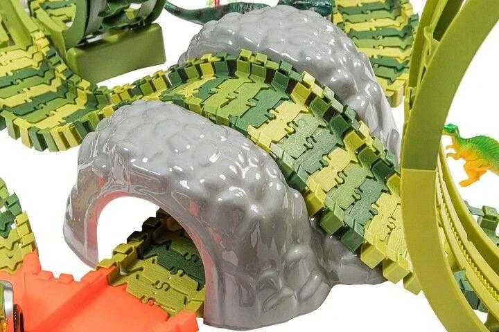 Mega lenktynių trasa 2 x 360 ° Loop Dino World Track 260 el.