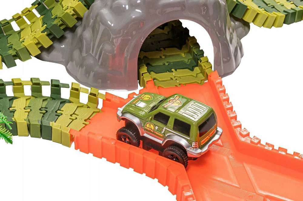 Mega lenktynių trasa 2 x 360 ° Loop Dino World Track 260 el.